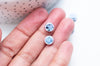 Perles porcelaine bleue clair moucheté, perle céramique, perle porcelaine,perle disque, céramique bleue,8mm, x10 G4777