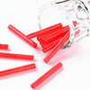 Perles rocaille Tube, perles rocaille rouge,verre rouge, long tube,perle tube rouge, 28mm, x 10gr G4390