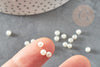 Perles ronde acrylique imitation perle eau douce beige 4mm, création bijoux DIY, X30 (0.9gr) G9368