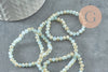 Perles rondelles verre opaque facettées bleu pâle et doré 4x3mm, bijou fantaisie DIY, fil de 39cm, x1 G8264