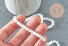 Perles toupies blanc irisé 6x4mm, perles bijoux, perle cristal, verre facette, fil de 42 cm x1 G6137