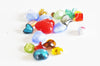 Perles verre murano, perles feuille argent, style murano, verre soufflé, 10 perles, G0741