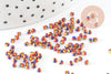 Petite Perle rocaille rayé multicolore 1.5x2mm,perle rocaille multicolore, perle arc-en-ciel,perle africaine, x 10gr (G9491)