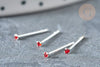 Piercing clou argent massif strass couleur rouge rubis 1.5mm, piercing nez 925 brillant piercing oreilles nez stud ajustable, l'unité G7598