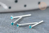 Piercing clou argent massif strass couleur turquoise 1.5mm, piercing nez 925 brillant piercing oreilles nez stud ajustable, l'unité G7599