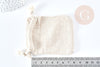 Pochette bijou coton blanc écru 9x7cm,rangement bijoux, pochette cadeau, emballage bijou, x1 G8311