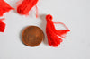 Pompon rouge coton,décoration pompon,accessoire coton, pompon boucles,coton rouge,25-31mm, x5 G2771