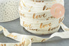 Ruban élastique écru or LOVE EFJF,bracelet EVJF,ruban mariage, scrapbooking,16mm, X1 ou X5 ou X10mètres G1286