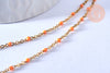 chaine de cheville acier doré 14k résine orange chaine doree, bracelet chaîne fine,1.5-2mm,23cm, X1 G3744