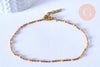 chaine de cheville acier doré 14k résine orange chaine doree, bracelet chaîne fine,1.5-2mm,23cm, X1 G3744