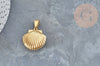 pendentif locket coquillage acier IP inoxydable doré 18K 23.5mm,x1 (G4552)