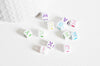 perle carré Lettre Alphabet plastique blanc lettre multicolore,perle lettre,création bracelet,6mm, les 10 grammes, X1 G3799