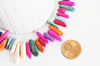 perle ovale chips howlite multicolore, pierre howlite naturelle, création bijoux pierre,perle pierre,11-19mm, le fil de 40cm