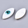 perle ovale nacre blanche mauvais oeil, cabochon nacre, gri-gri,18.5mm , x5 G3914