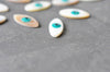 perle ovale nacre blanche mauvais oeil, cabochon nacre, gri-gri,18.5mm , x5 G3914