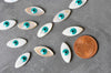 perle ovale nacre blanche mauvais oeil, cabochon nacre, gri-gri,18.5mm , x5 G3914