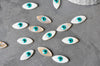 perle ovale nacre blanche mauvais oeil, cabochon nacre, gri-gri,18.5mm , x5 G3914