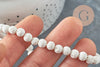 perles lave blanche,perle ronde,lave naturelle, lave blanche, pierre naturelle, fil de 38cm , 6mm, X1 G1289