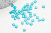 perles rocaille verre rectangle bleu turquoise, perle carré création bracelet, perle tila,4.5mm,2 trous, Les 50 (4.8 GR) G4455