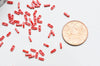 perles rocaille verre rectangle rouge, perle carré création bracelet, perle tila, 2mm,2 trous, Les 50 (1.2 Gr) G4611