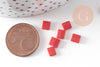 perles rocaille verre rectangle rouge, perle carré création bracelet, perle tila,4.5mm,2 trous, x50 (G5484)