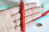 perles rondes rondelles turquoise rouge, perles corail ,perle Heishi, fil de 50cm, x1, 10x4mm-G0989