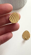Gold-plated 304 stainless steel shell ear studs, 1 hole, 21.5mm, x2 (G10286)