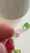 Lotus flower charm colored glass gold iron 12mm, x5 (G10298)