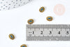 Charm to stick oval flower zamac bronze blue enamel 8mm, supplies to stick to decorate stones and jewelry, X5 G8571