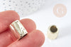Large textured golden zamac tube bead 16mm, jewelry making bead, X1 G8562