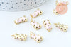 Pendentif ourson laiton doré 18K résine rose clair 17.5mm, pendentif laiton jouet, bijou d'enfance,l'unité-Gingerlily Perles